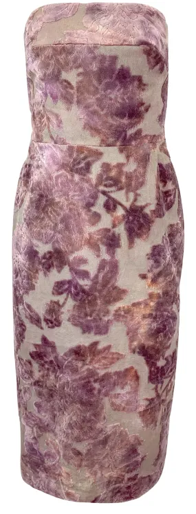 Dries Van Noten Diao Floral Flocked Midi Dress in Old Rose