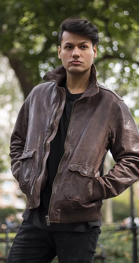 DUKE - MEN'S BOMBER LEATHER JACKET