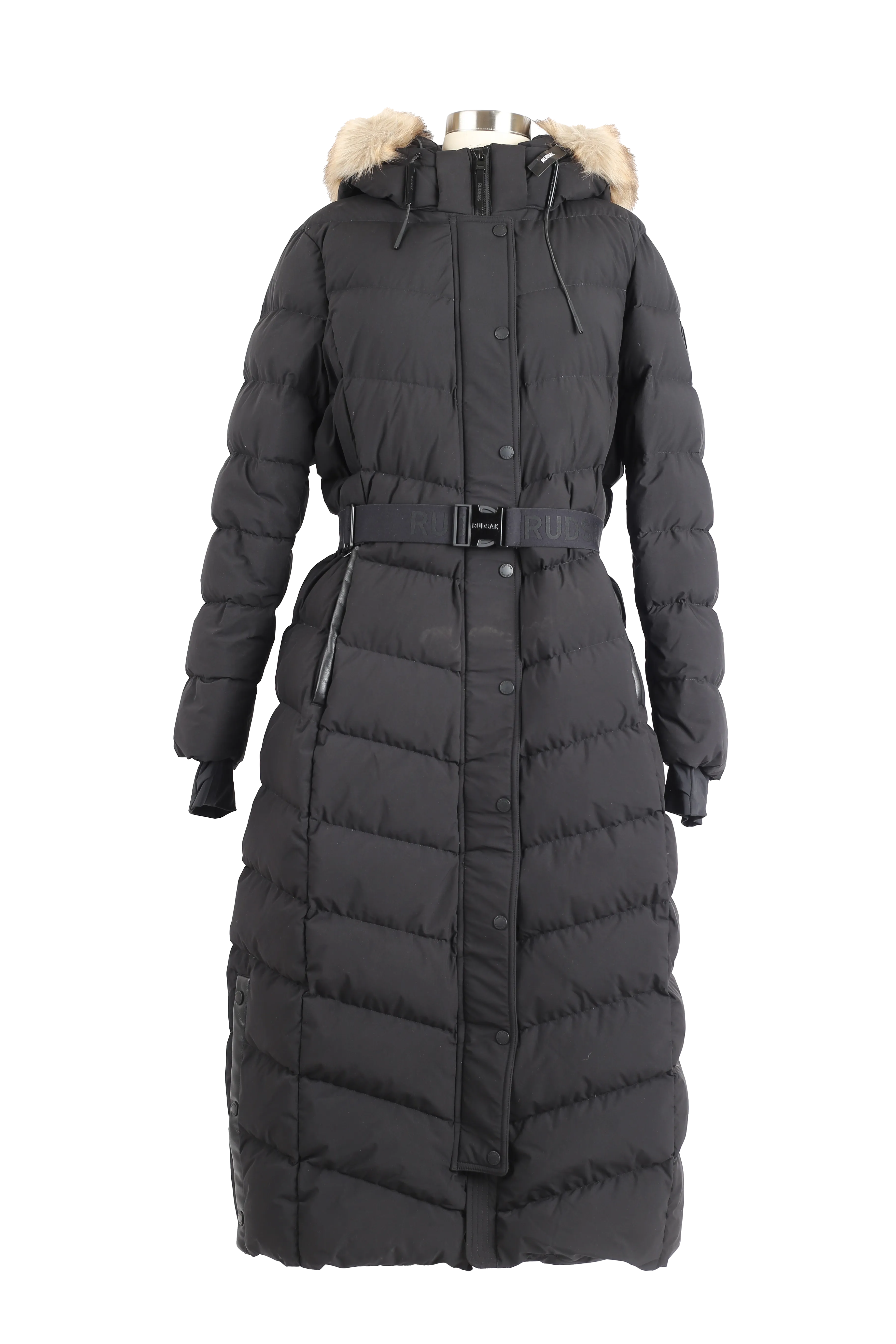 Elsie M Long Down Belted Parka W/ Fur Hood