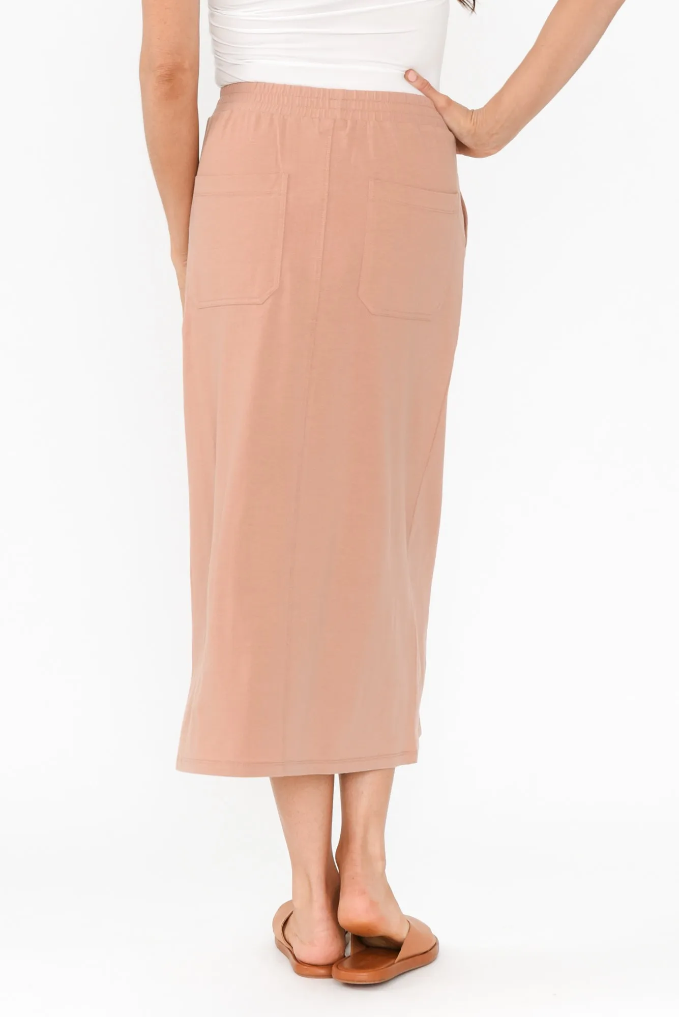 Etta Beige Cotton Pocket Skirt