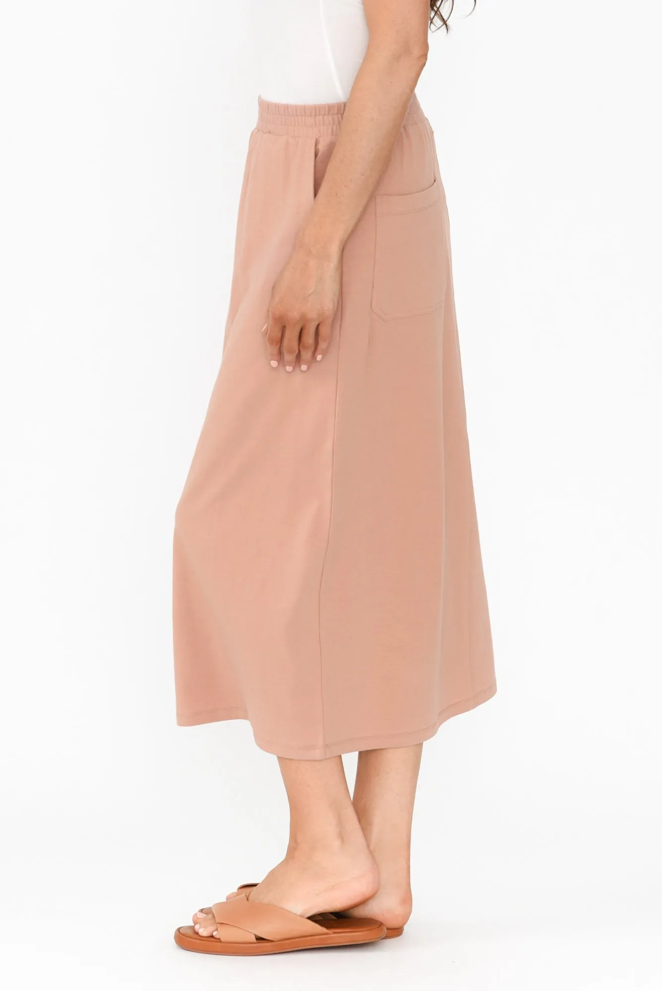 Etta Beige Cotton Pocket Skirt