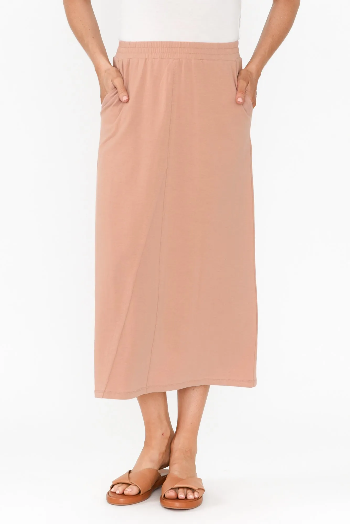 Etta Beige Cotton Pocket Skirt