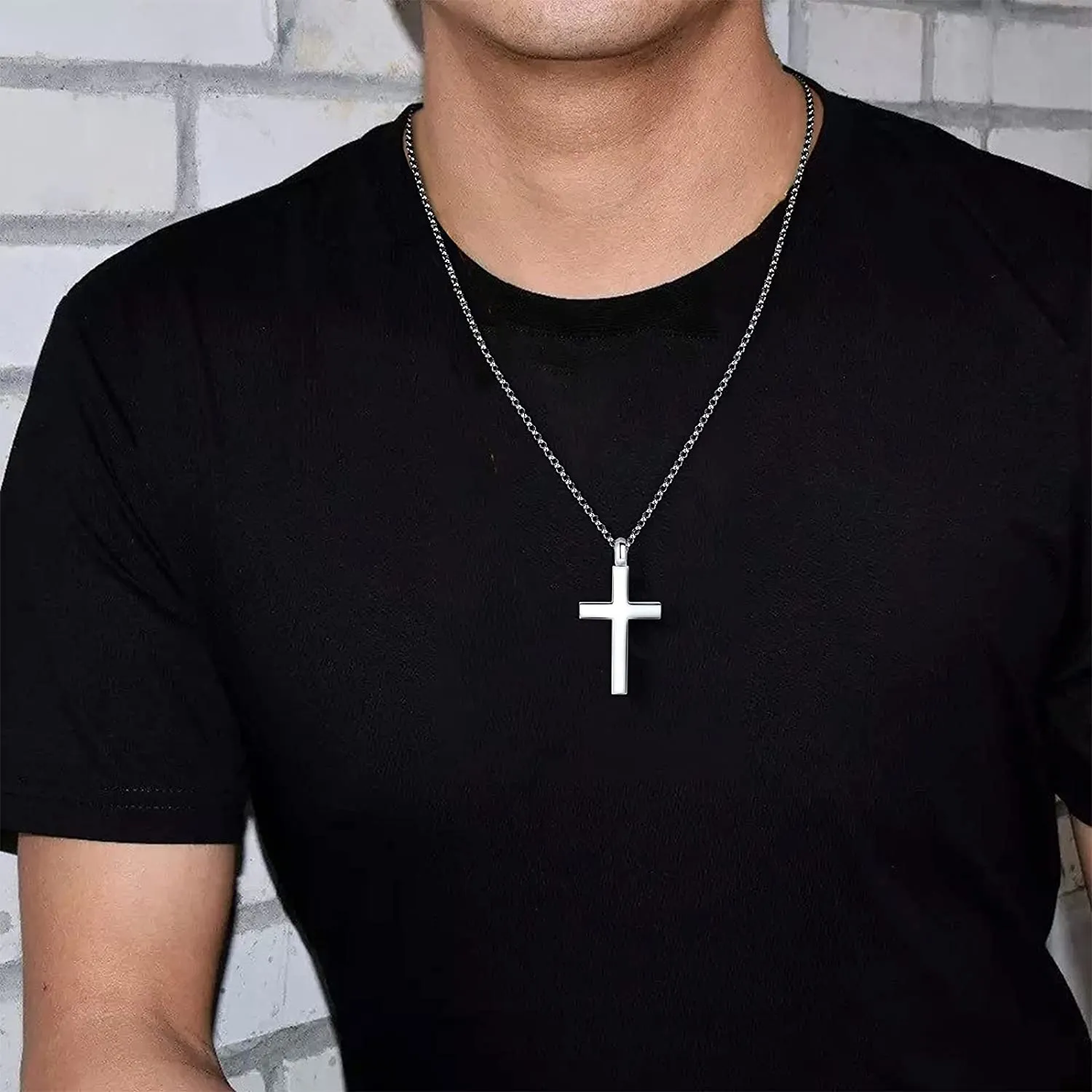 FANCIME Cremation Urn Cross Mens Sterling Silver Necklace