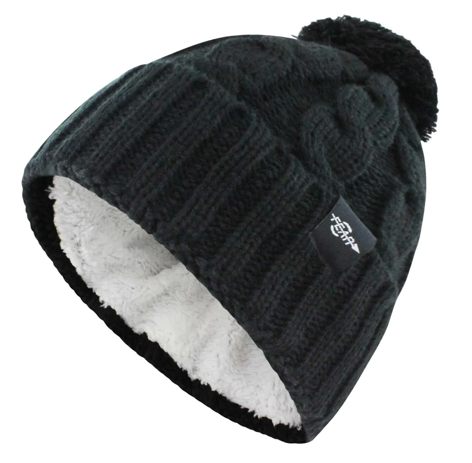 Fear0 NJ Warmest Plush Insulated Cuff Knit Pom Women Winter Beanie Hat