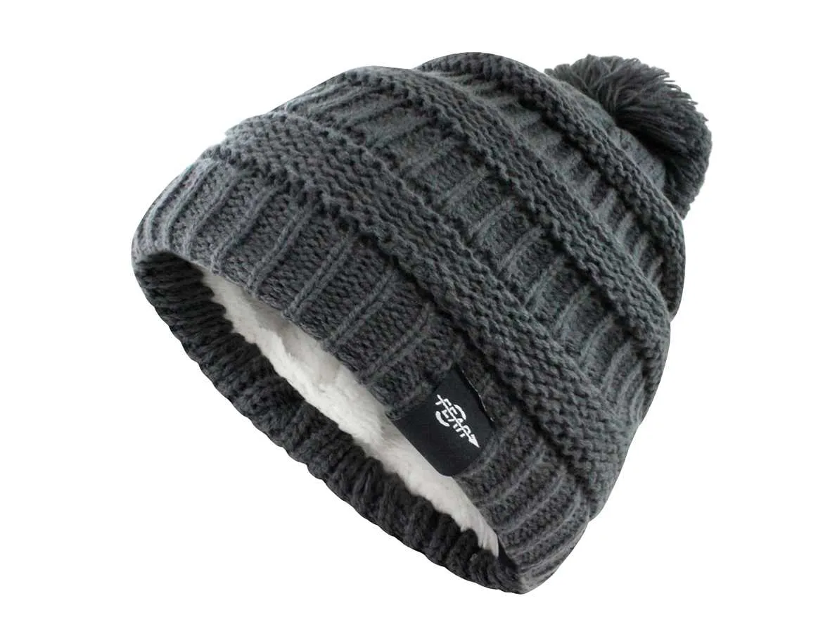 Fear0 NJ Warmest Plush Insulated Knit Pom Women Winter Beanie Hat