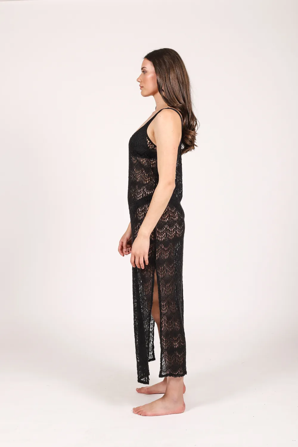 Flamenco Sheer Lace Strappy Midi Dress