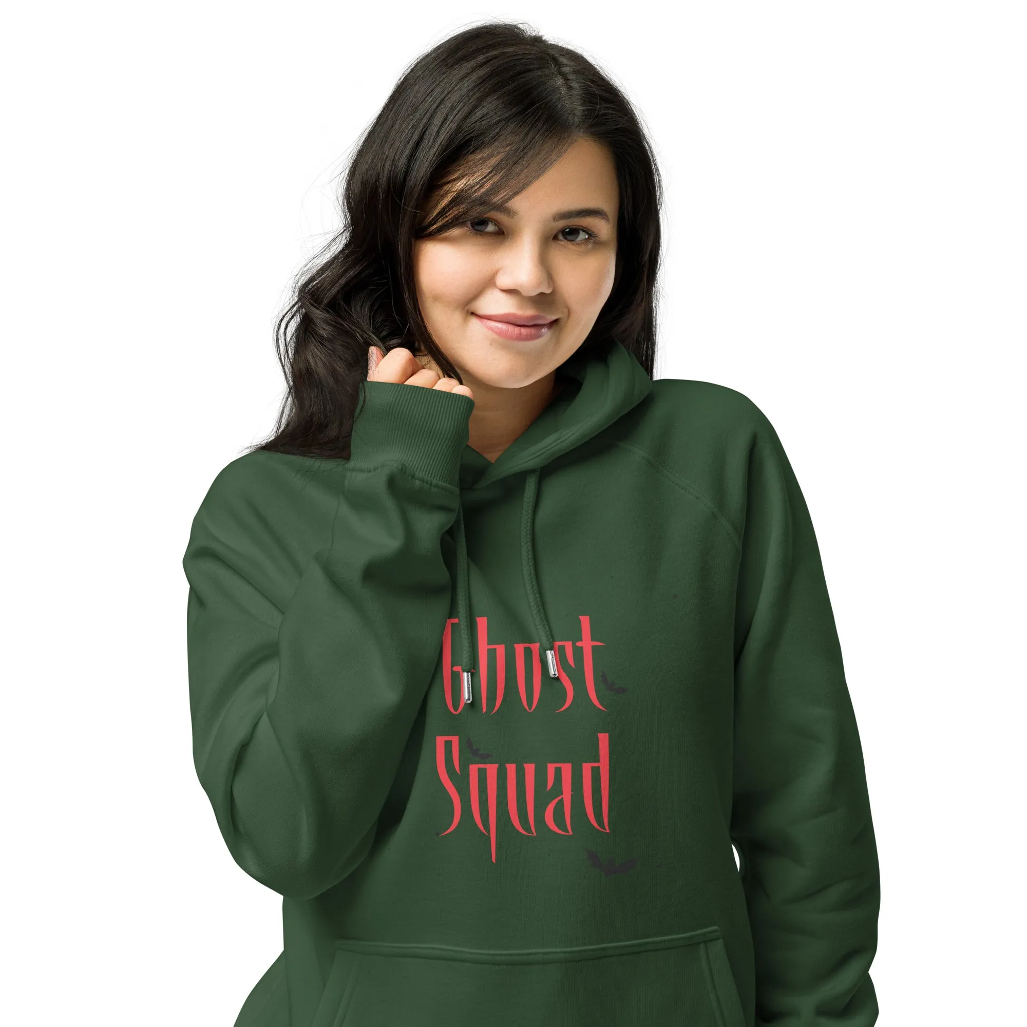 Ghost Squad Halloween Graphic Women Eco Raglan Hoodie