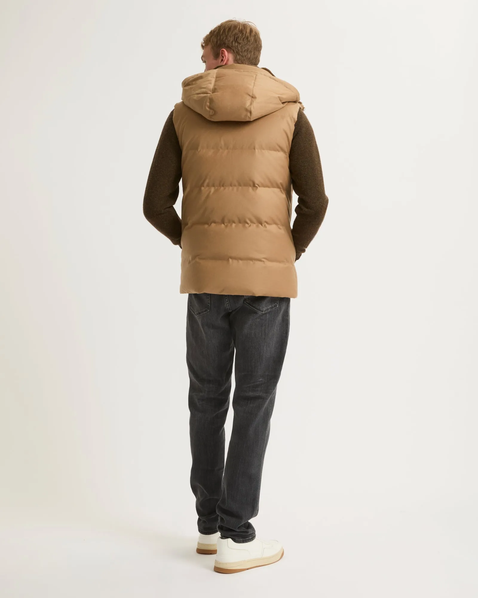 Gilet doudoune tissu Loro Piana avec fourrure de vison