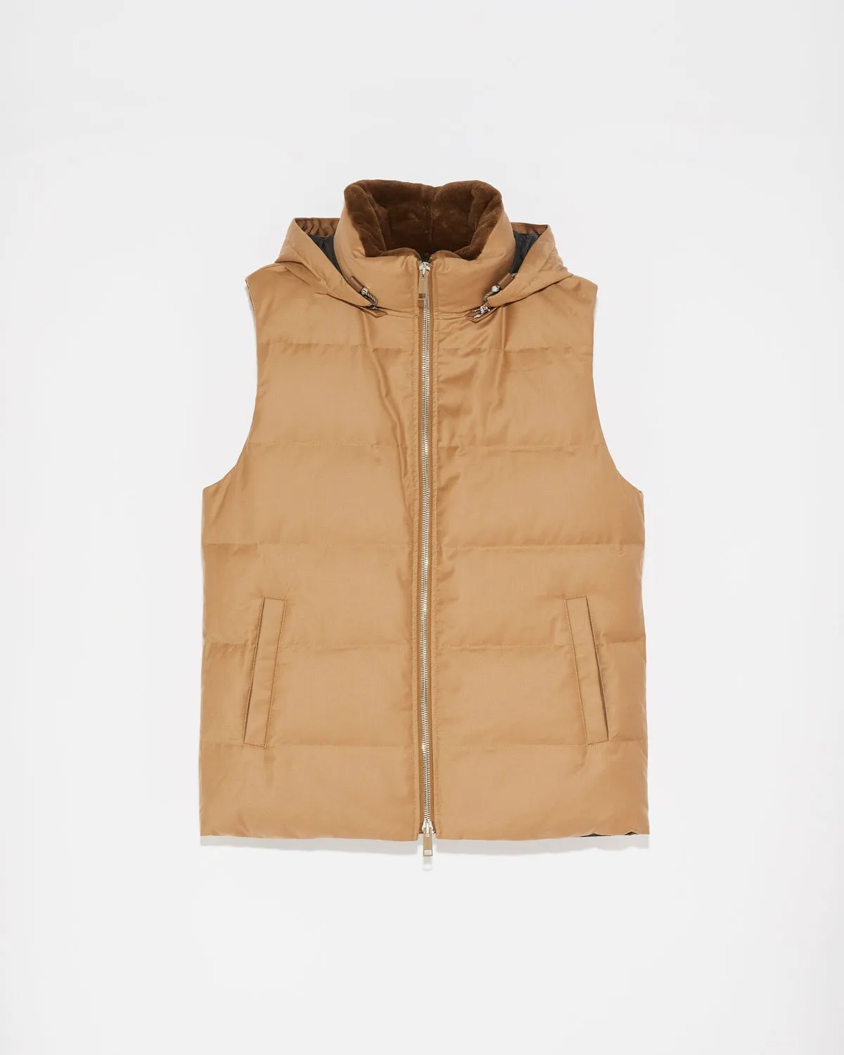 Gilet doudoune tissu Loro Piana avec fourrure de vison