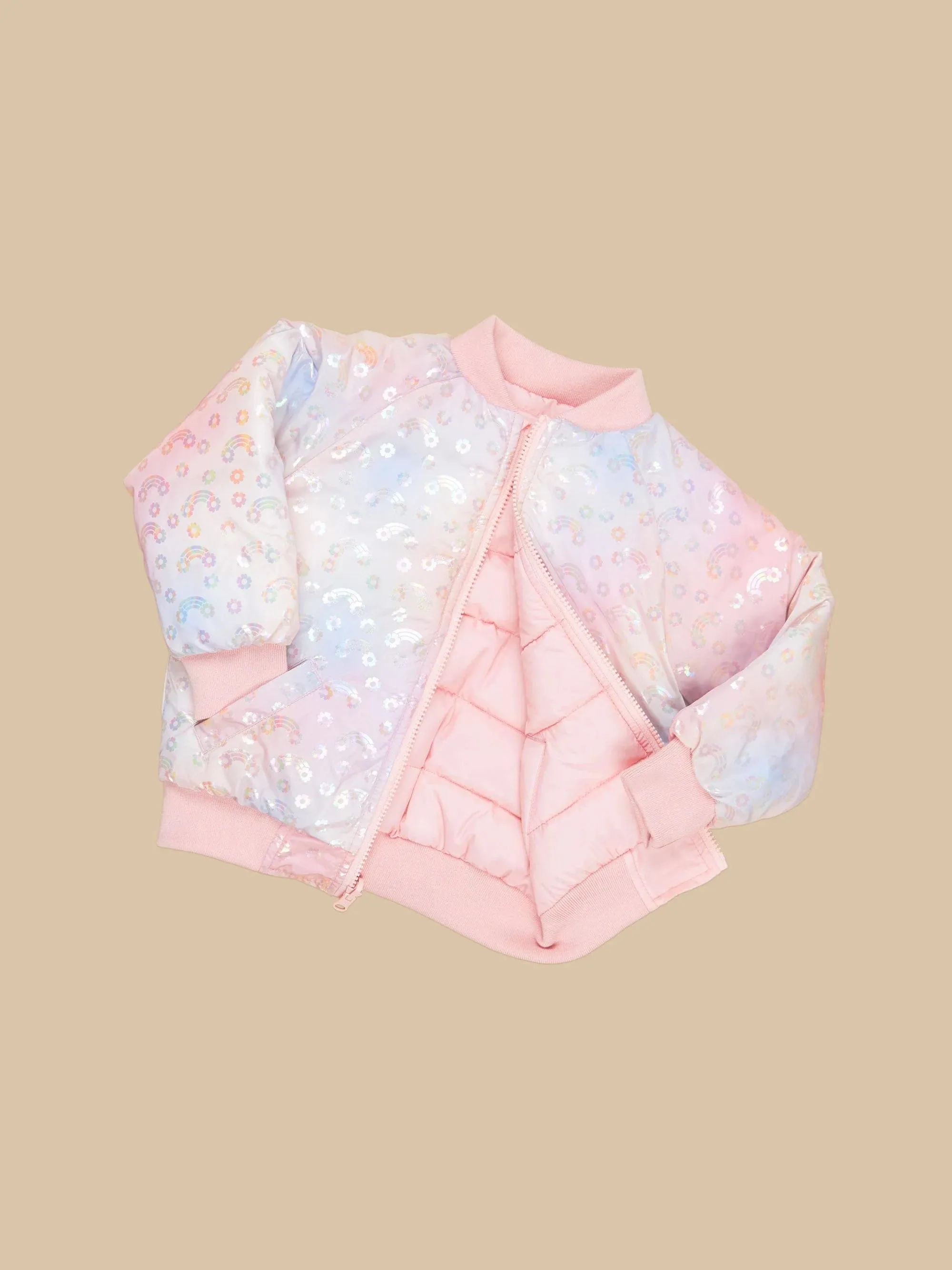 Girl rainbow reversible bomber