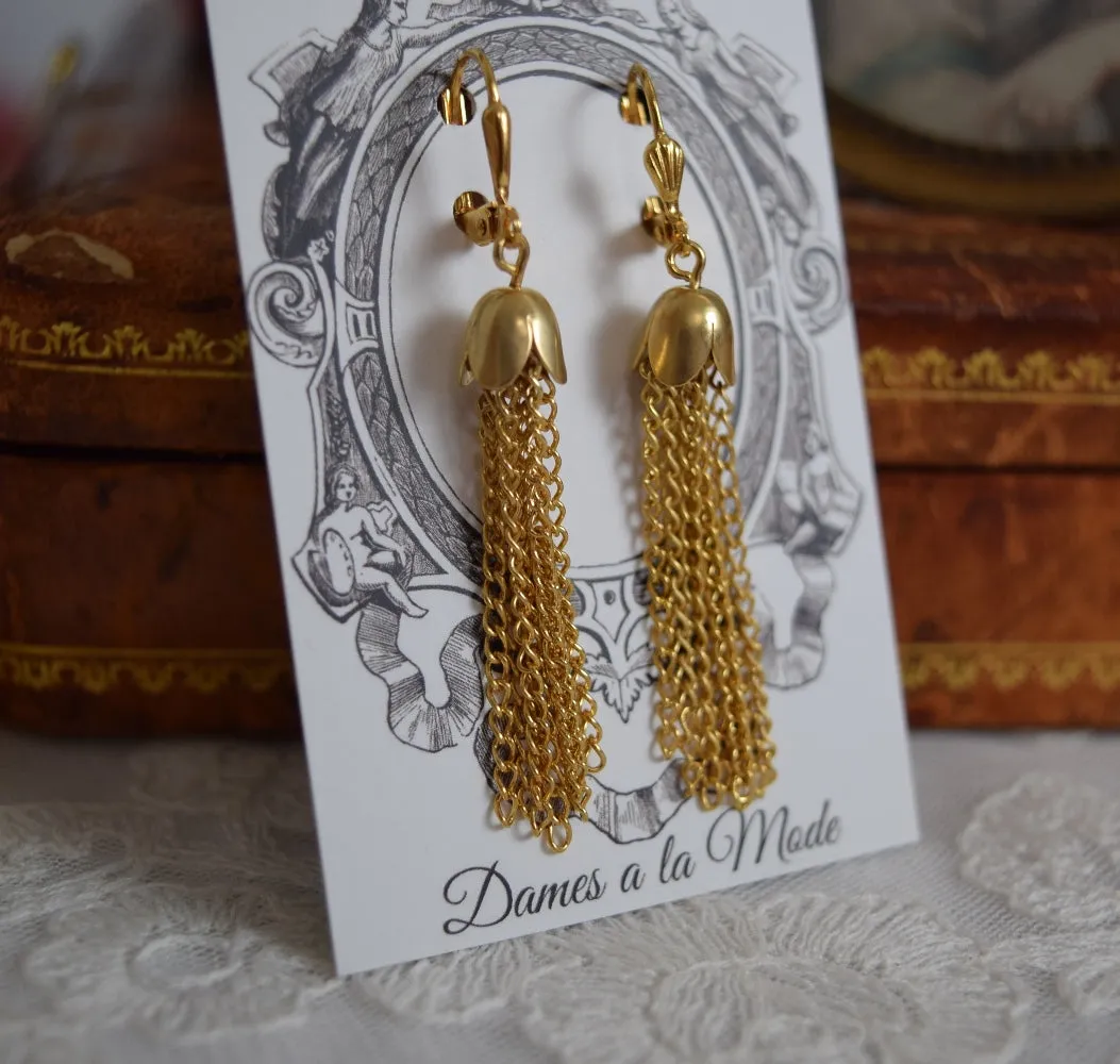 Golden Fringe Tassle Earrings