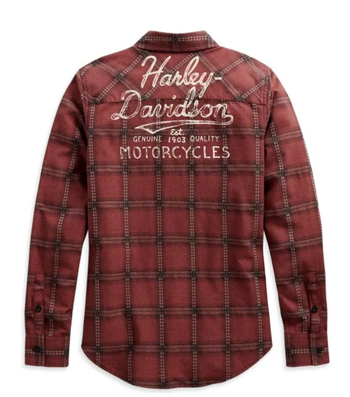 Harley-Davidson® Women's Script Font Plaid Shirt, 99117-20VW