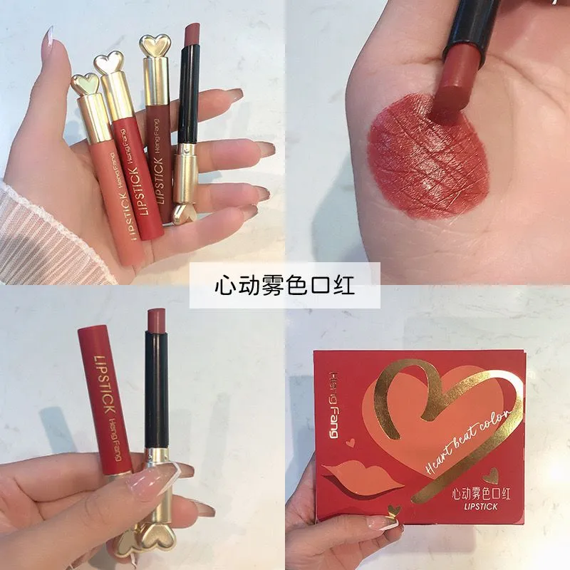 HENG FENG Heart beat Color Matte Lipstick box 6pcs For Girls & Women 1.6g 9119A