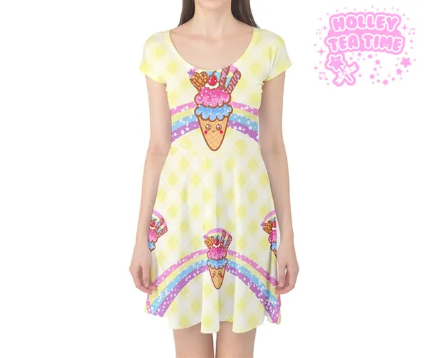 Ice Cream Picnic cap sleeve skater dress [made to order]