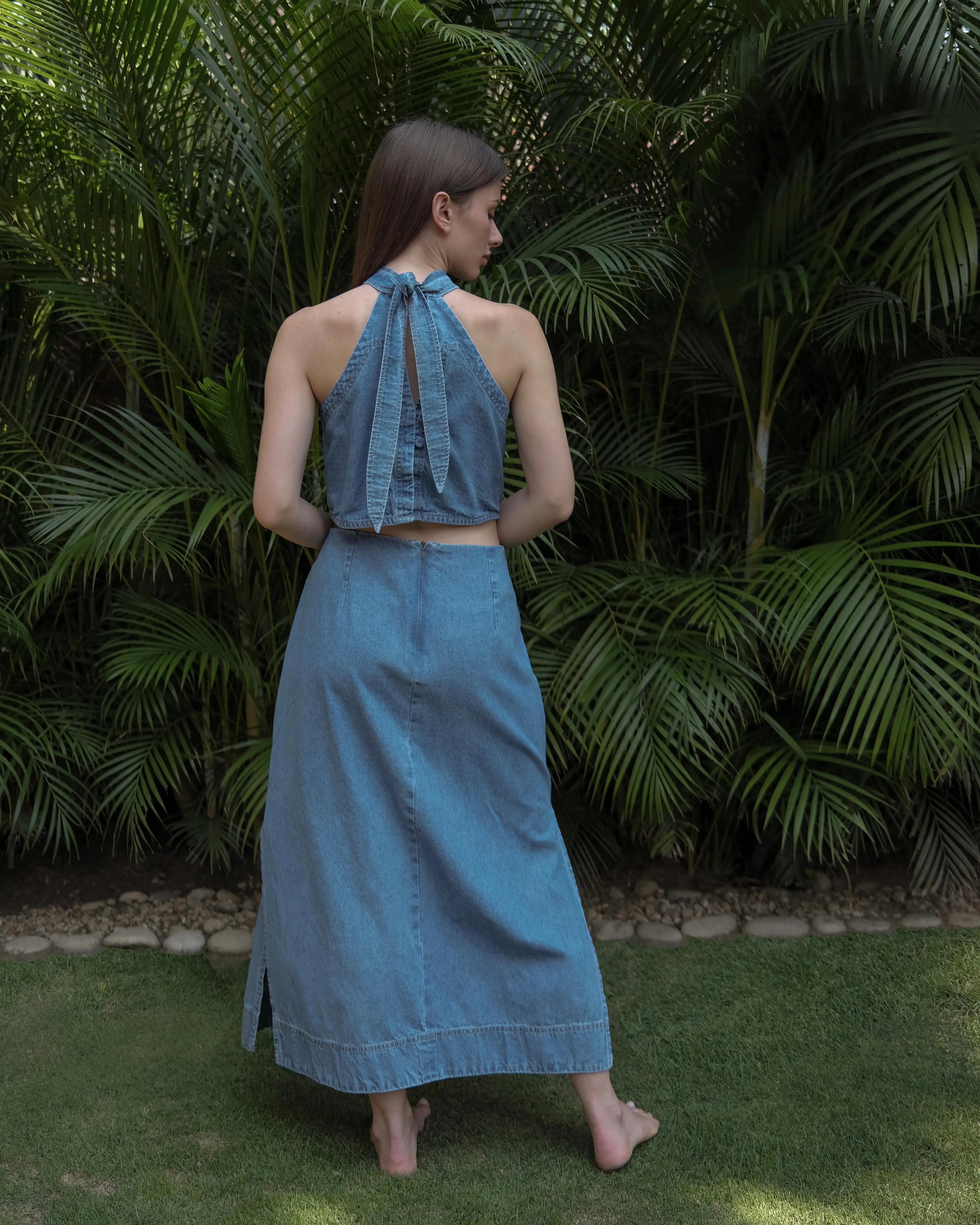 Indigo Halter Dress