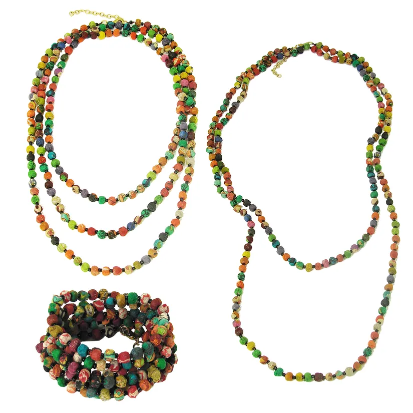 Kantha Bead Long Necklace