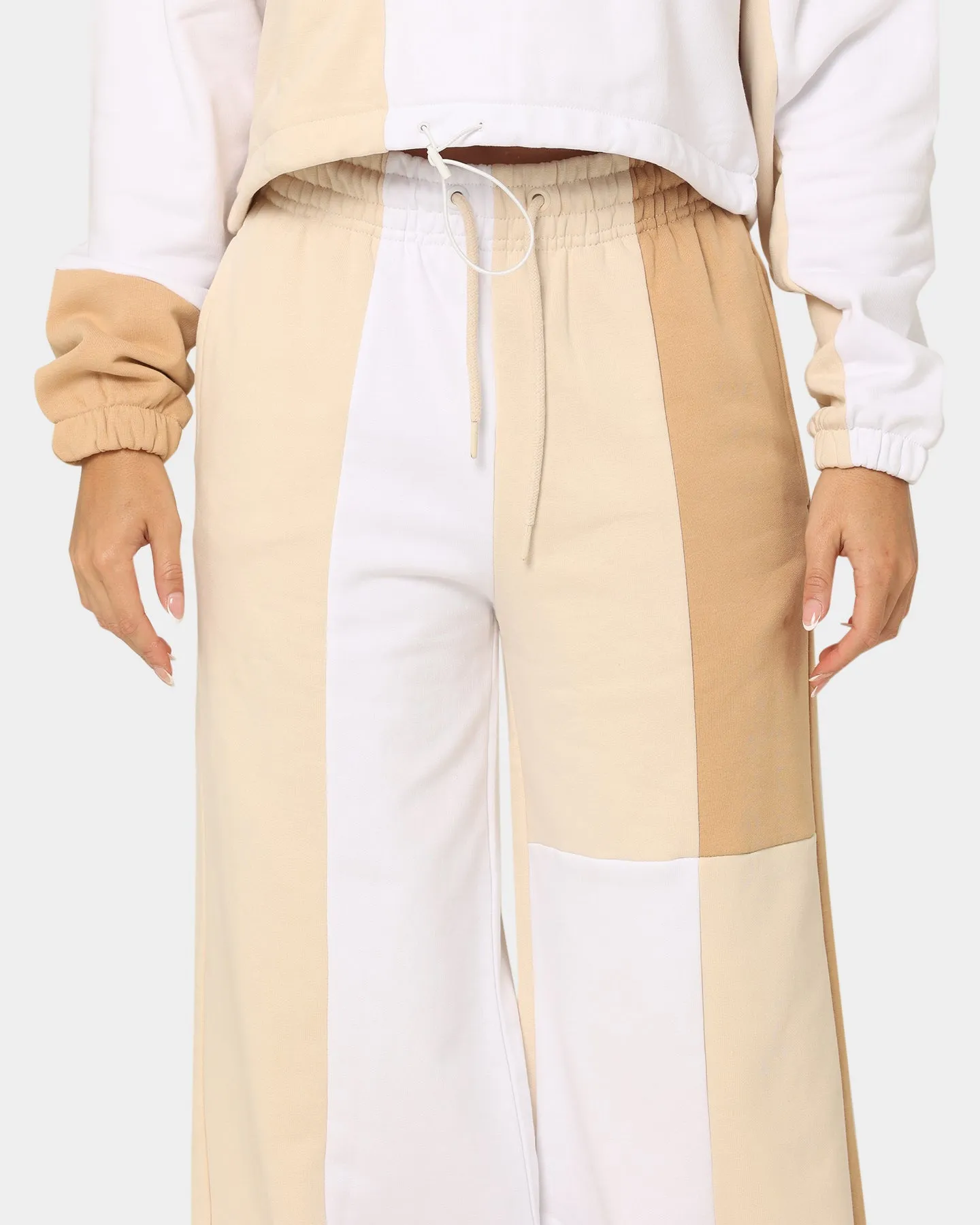 Karl Kani Women's Signature Block Wide Leg Sweats Light Beige