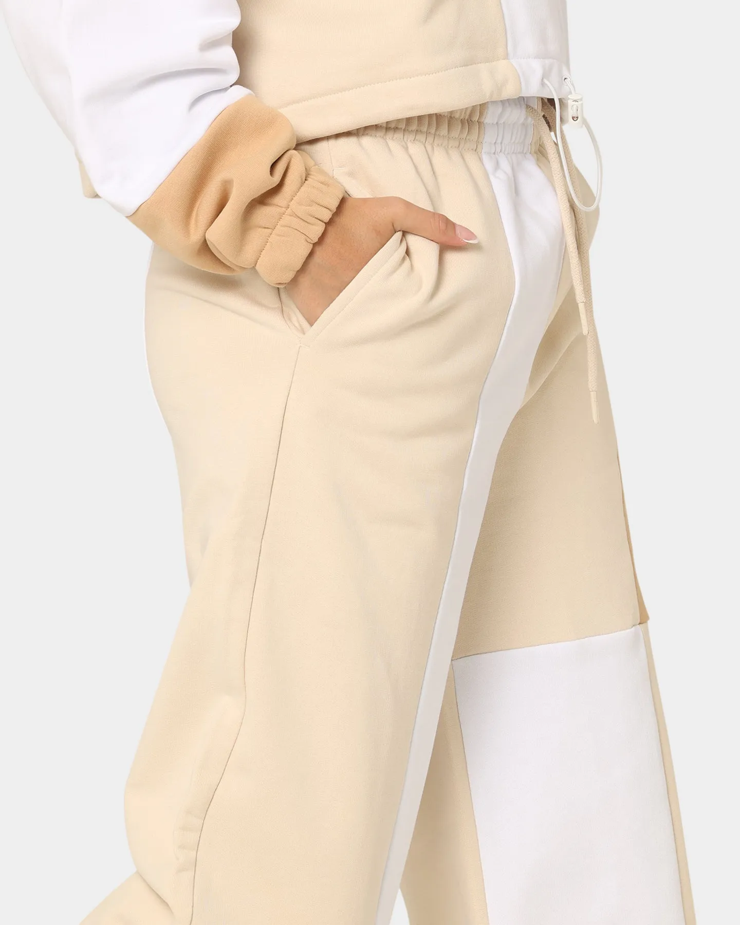 Karl Kani Women's Signature Block Wide Leg Sweats Light Beige