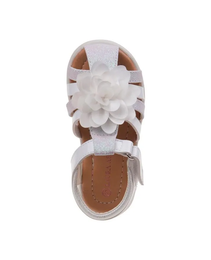 Laura Ashley White Flower Fisherman Sandals for Toddler Girls