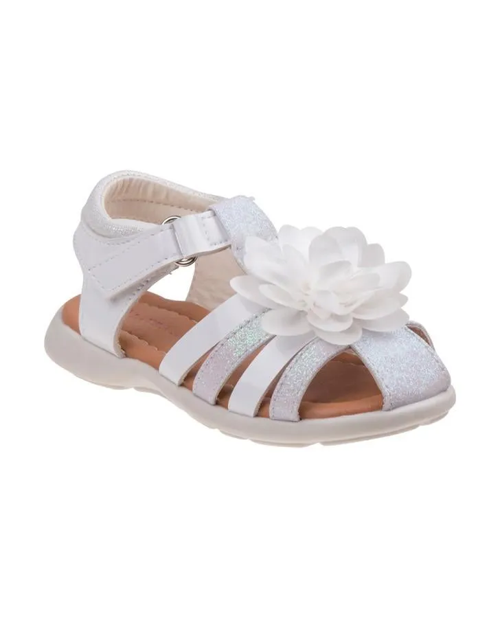 Laura Ashley White Flower Fisherman Sandals for Toddler Girls