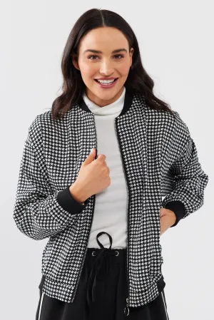 Liza Bomber in Black Houndstooth