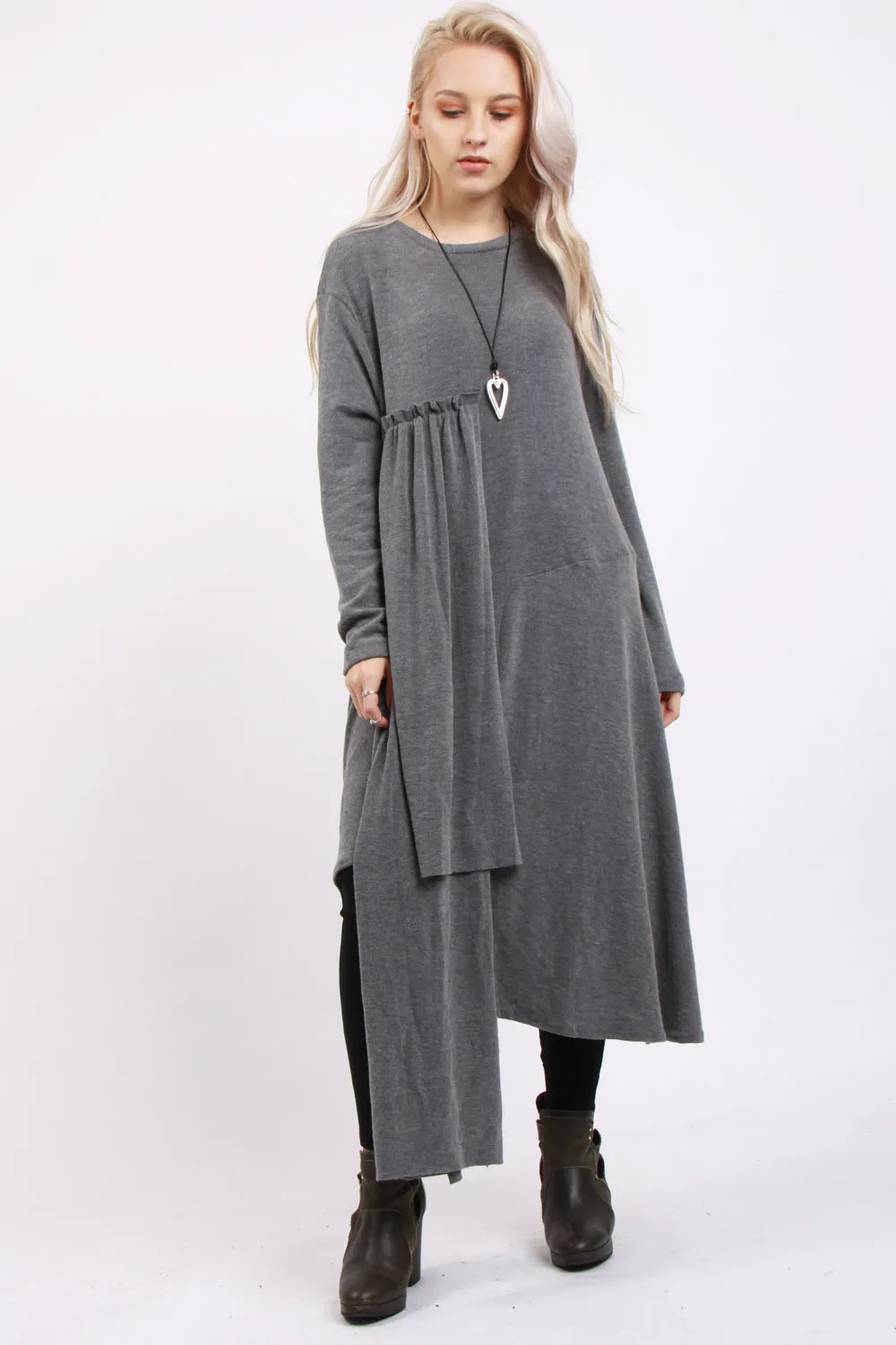 Long Jumper Ruffle Detail Dress For Women