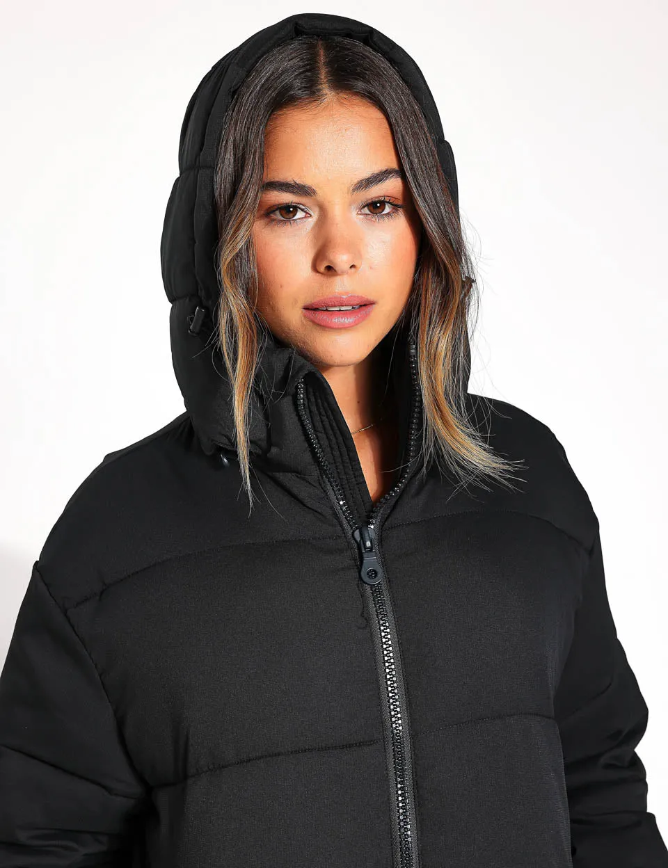 Long Puffer Jacket - Black