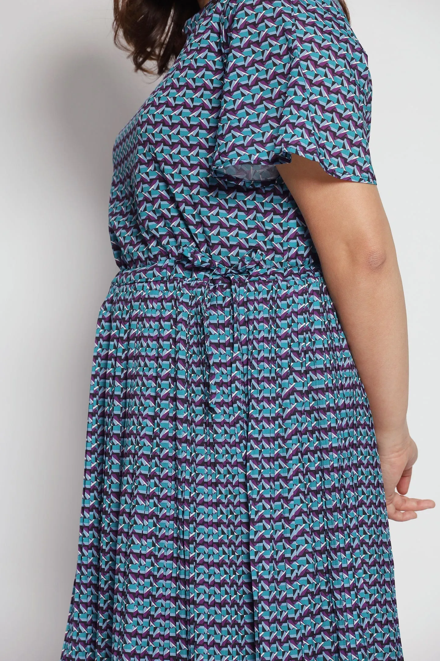 Luna Dress in Blue Geometric