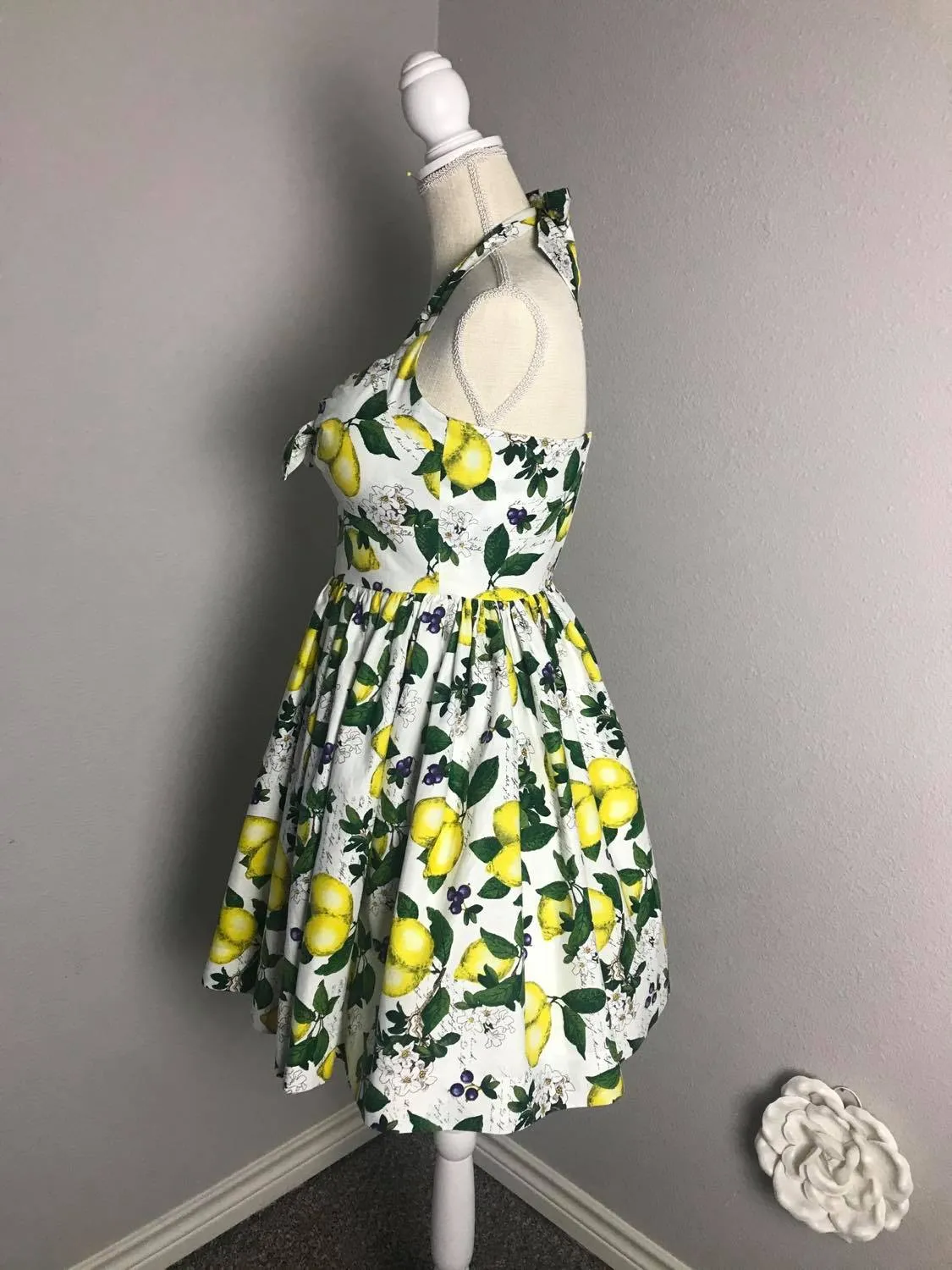 May Dress in Lemon Print cotton size S