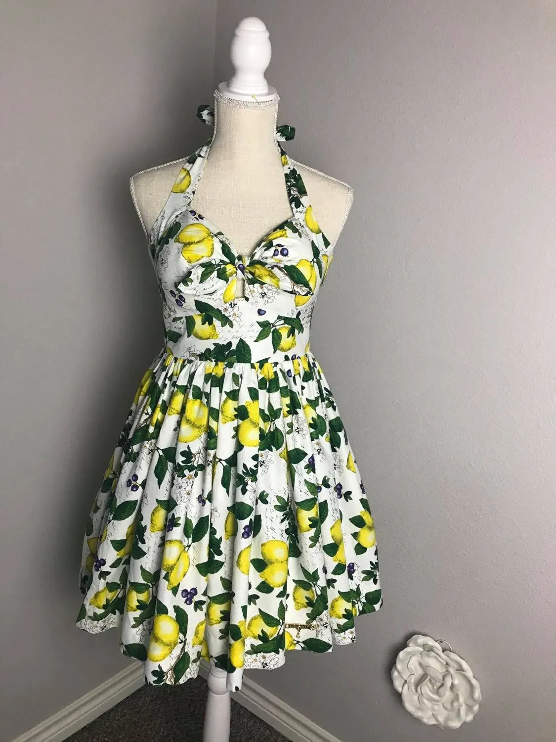 May Dress in Lemon Print cotton size S