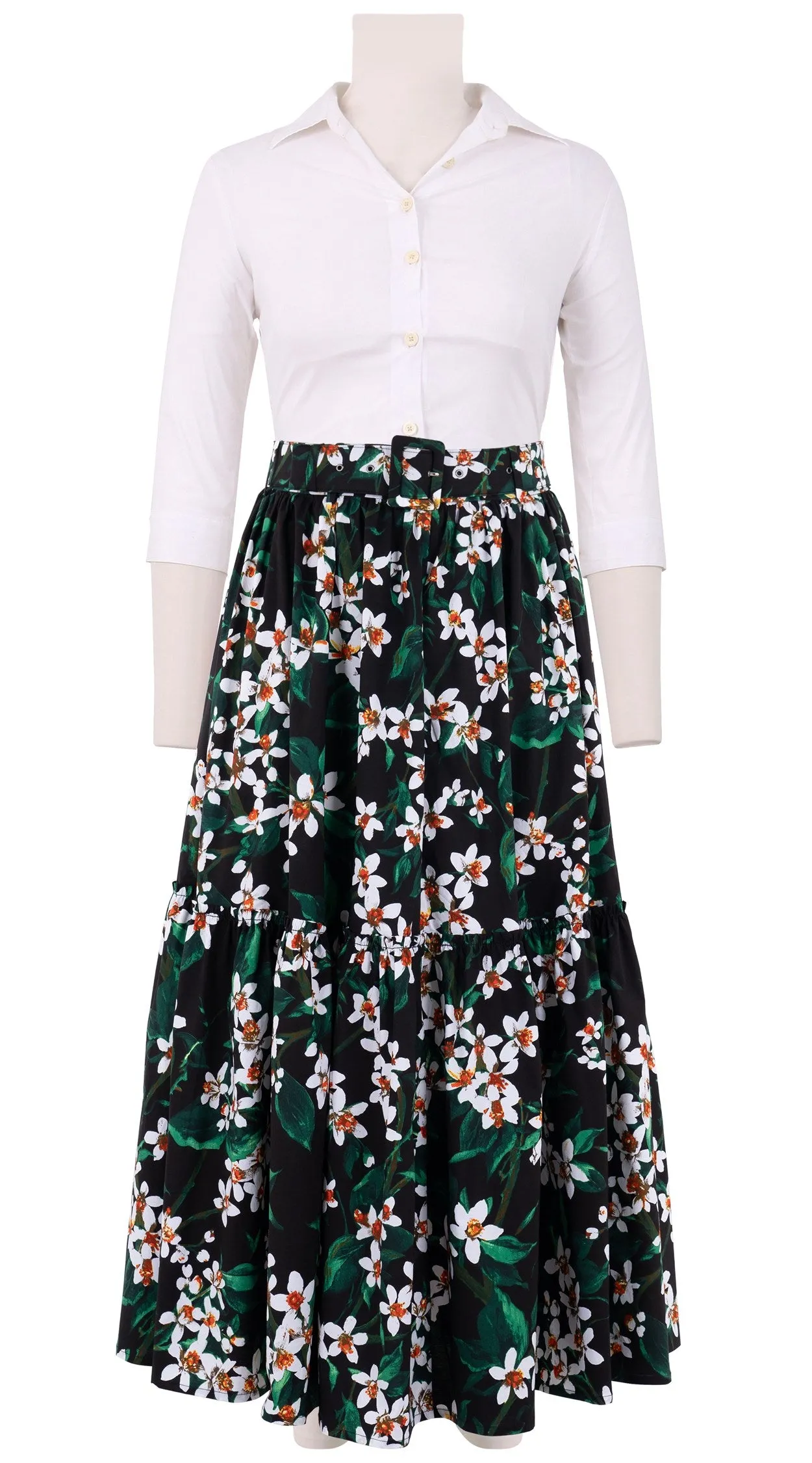 Melanie Skirt #2 Midi Plus Length Cotton Stretch (Magnolia New)