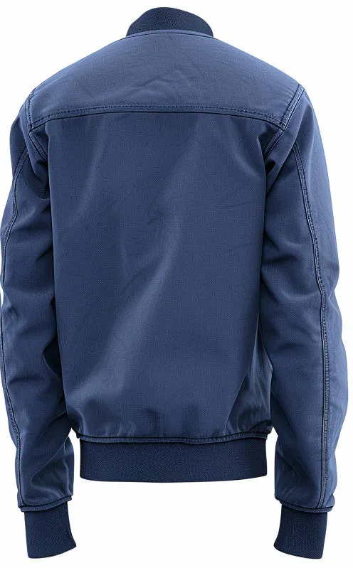 Men Blue Bomber Cotton Jacket