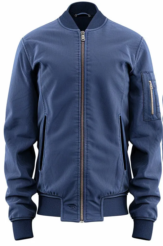 Men Blue Bomber Cotton Jacket