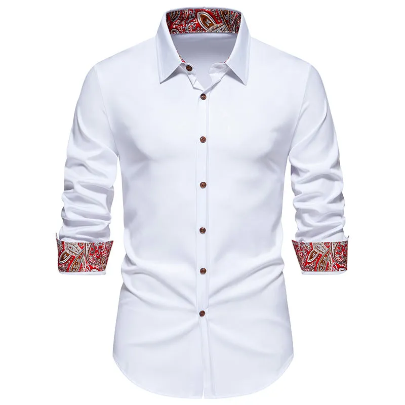 Men Turnover Collar Long Sleeves Shirt