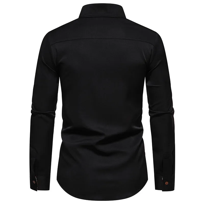 Men Turnover Collar Long Sleeves Shirt