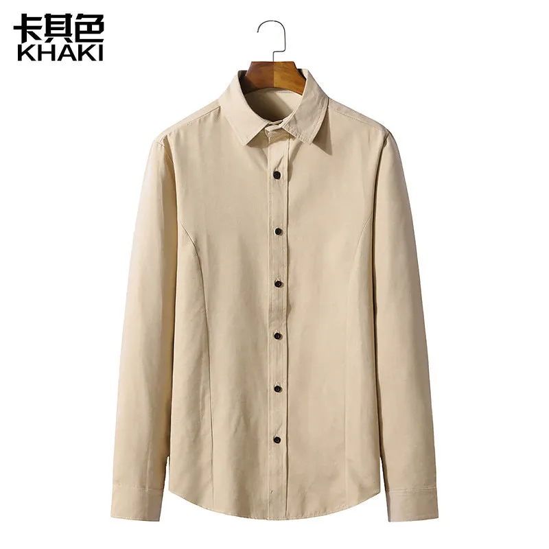 Men Turnover Collar Long Sleeves Shirt