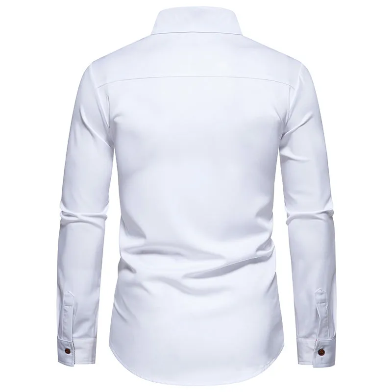 Men Turnover Collar Long Sleeves Shirt