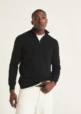 Mens Cashmere Half Zip Sweater in Black