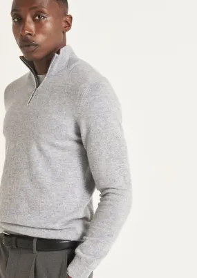 Mens Cashmere Half Zip Sweater in Quarry Grey