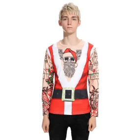 Men's Christmas Santa Claus Round Neck Long Sleeve T-shirt