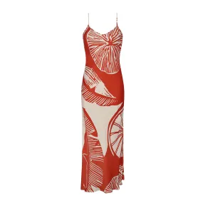 MIDI SLIP DRESS SILK VISCOSE RED LEMON 297