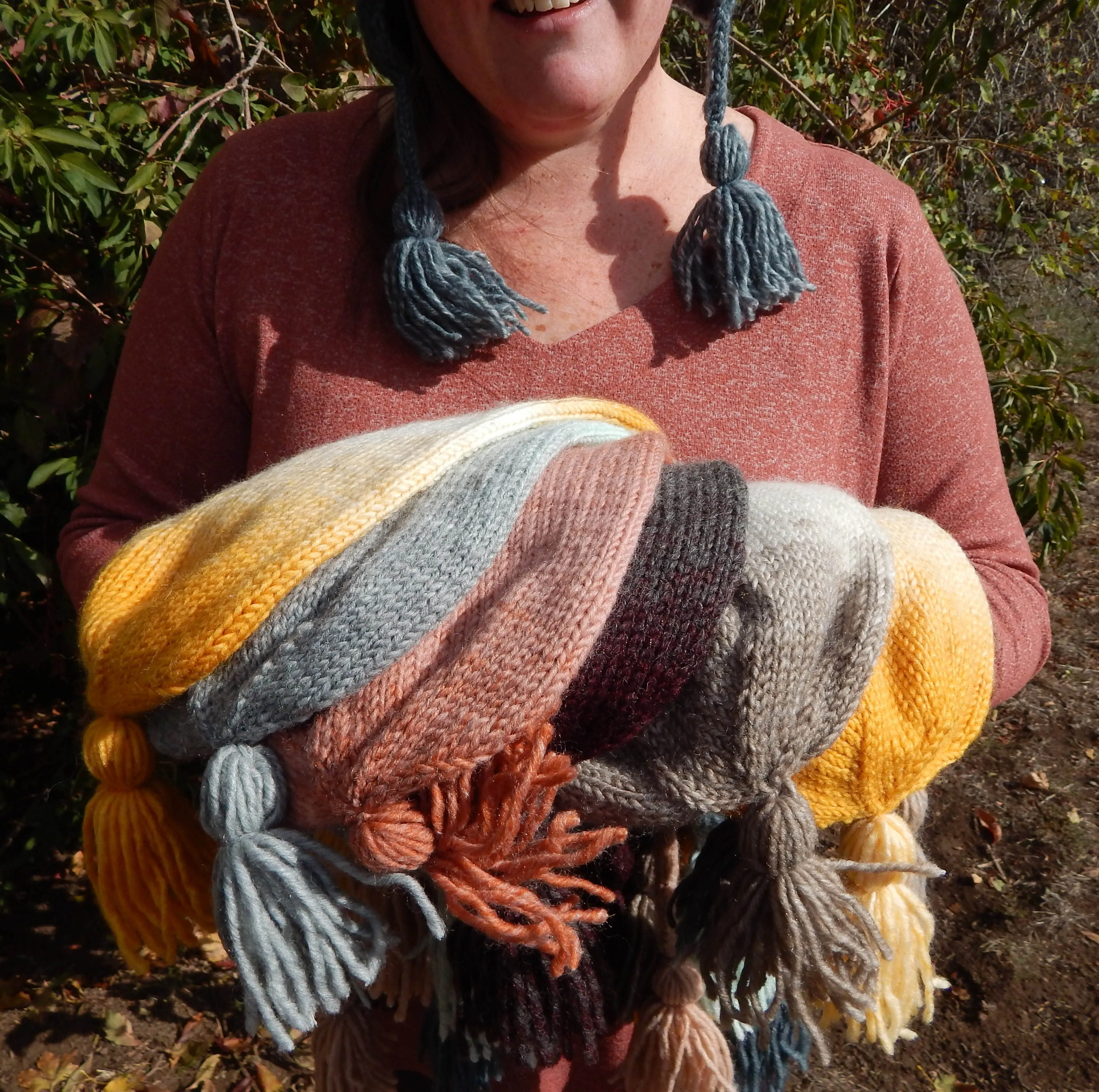 Mint Silver Earflap Hat with Tassels