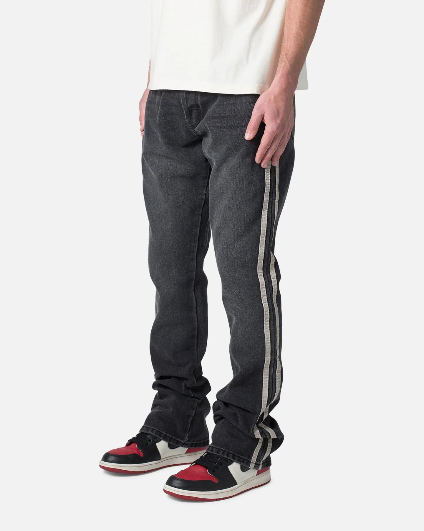 MNML Striped Flare Track Pants Black