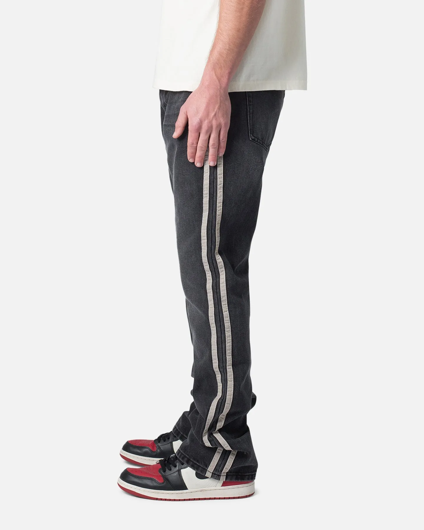 MNML Striped Flare Track Pants Black