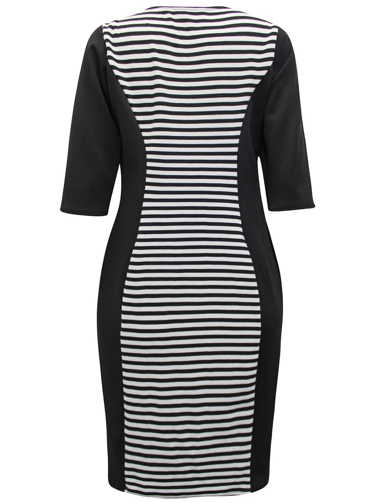 Monochrome Stripe Midi Dress