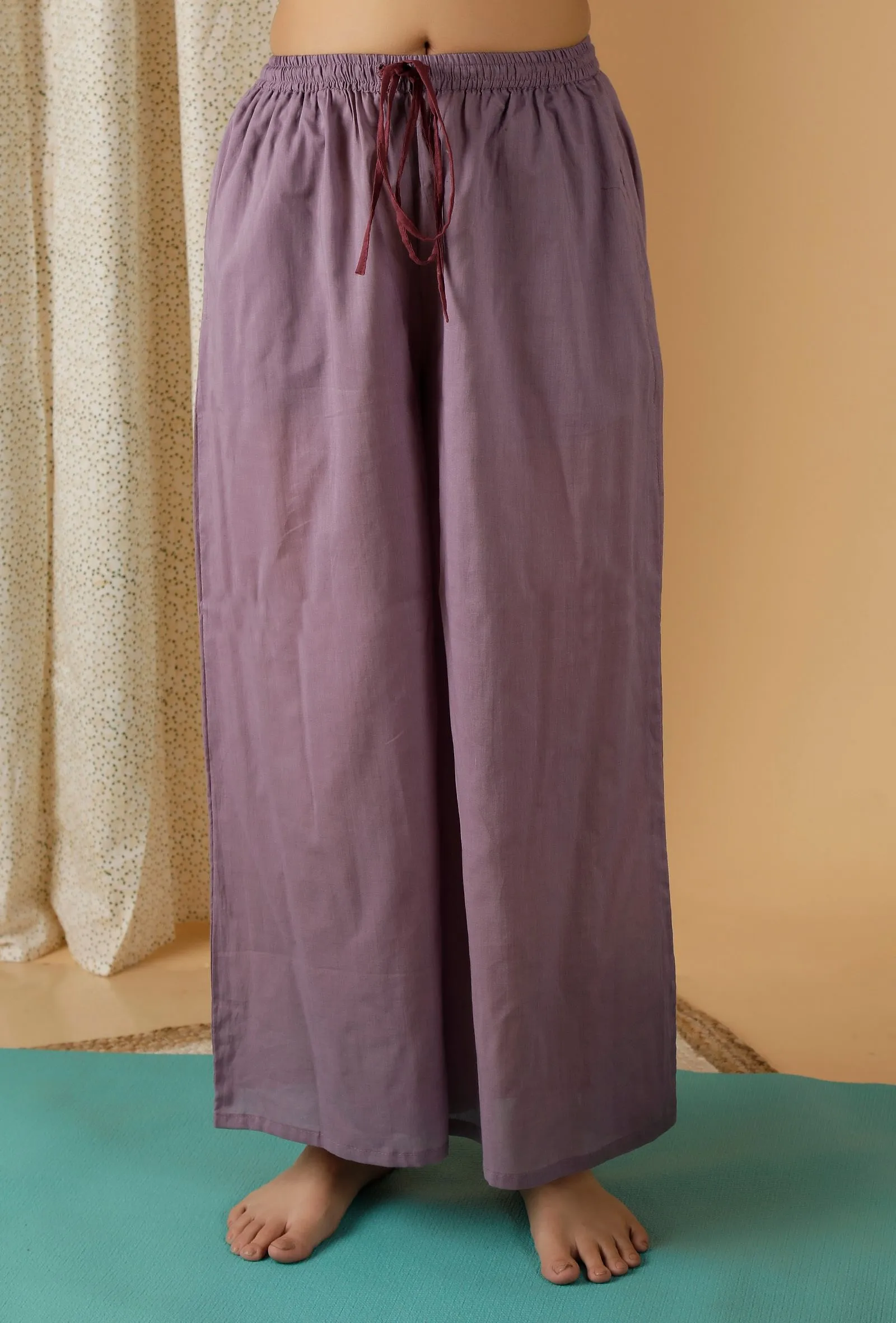 Mulmul Cotton Lilac Flared Pants