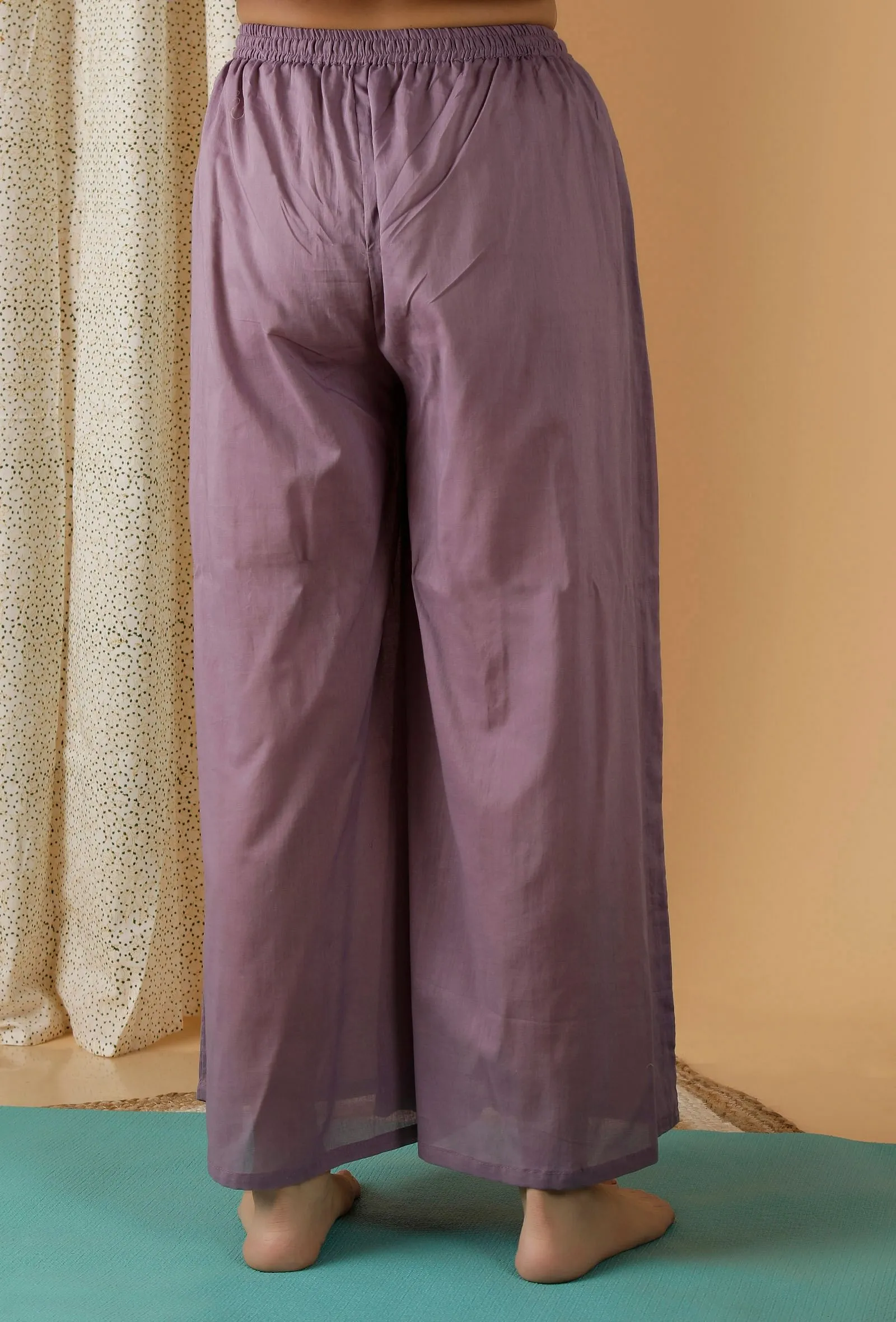 Mulmul Cotton Lilac Flared Pants