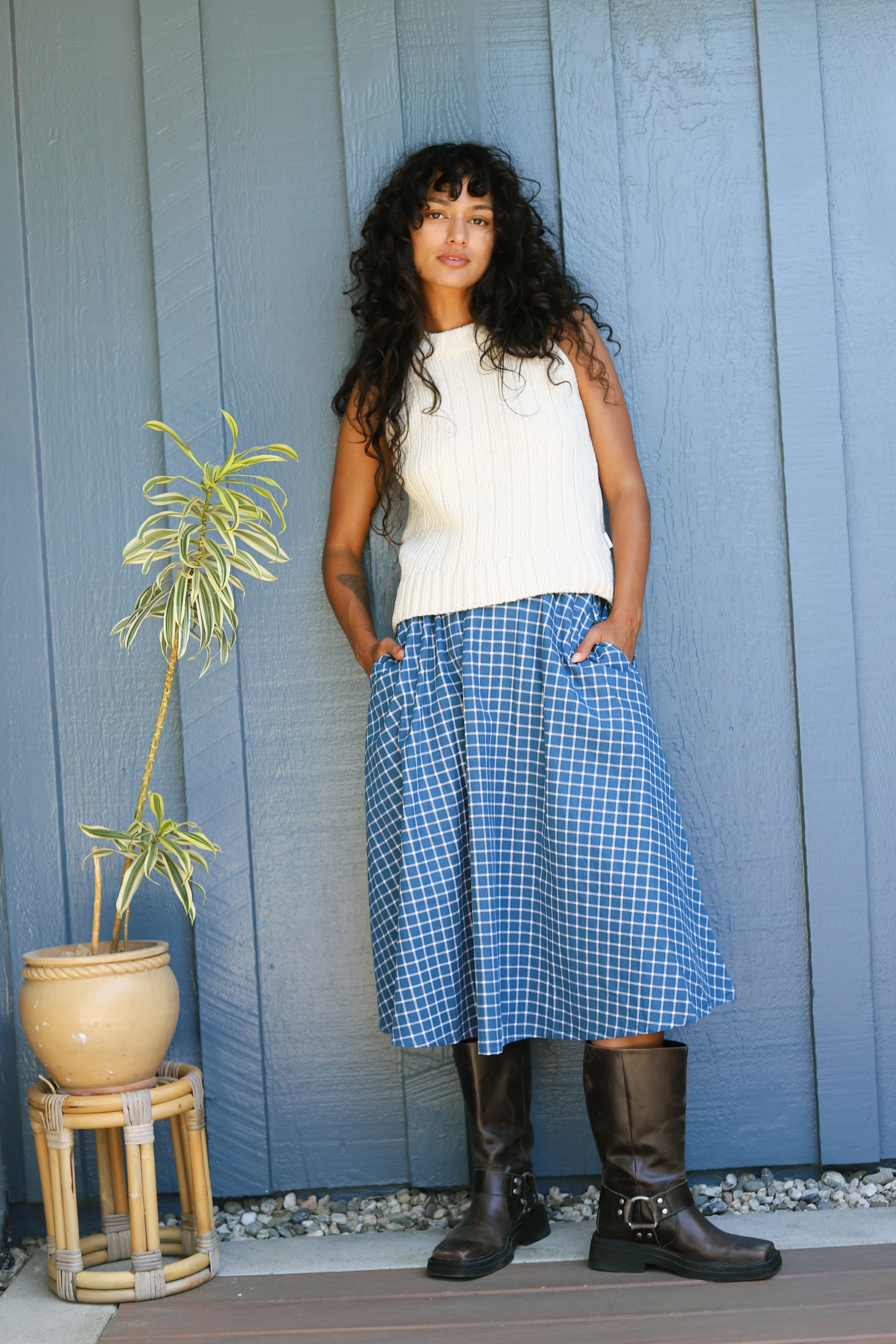 Navy Tartan Takara Skirt