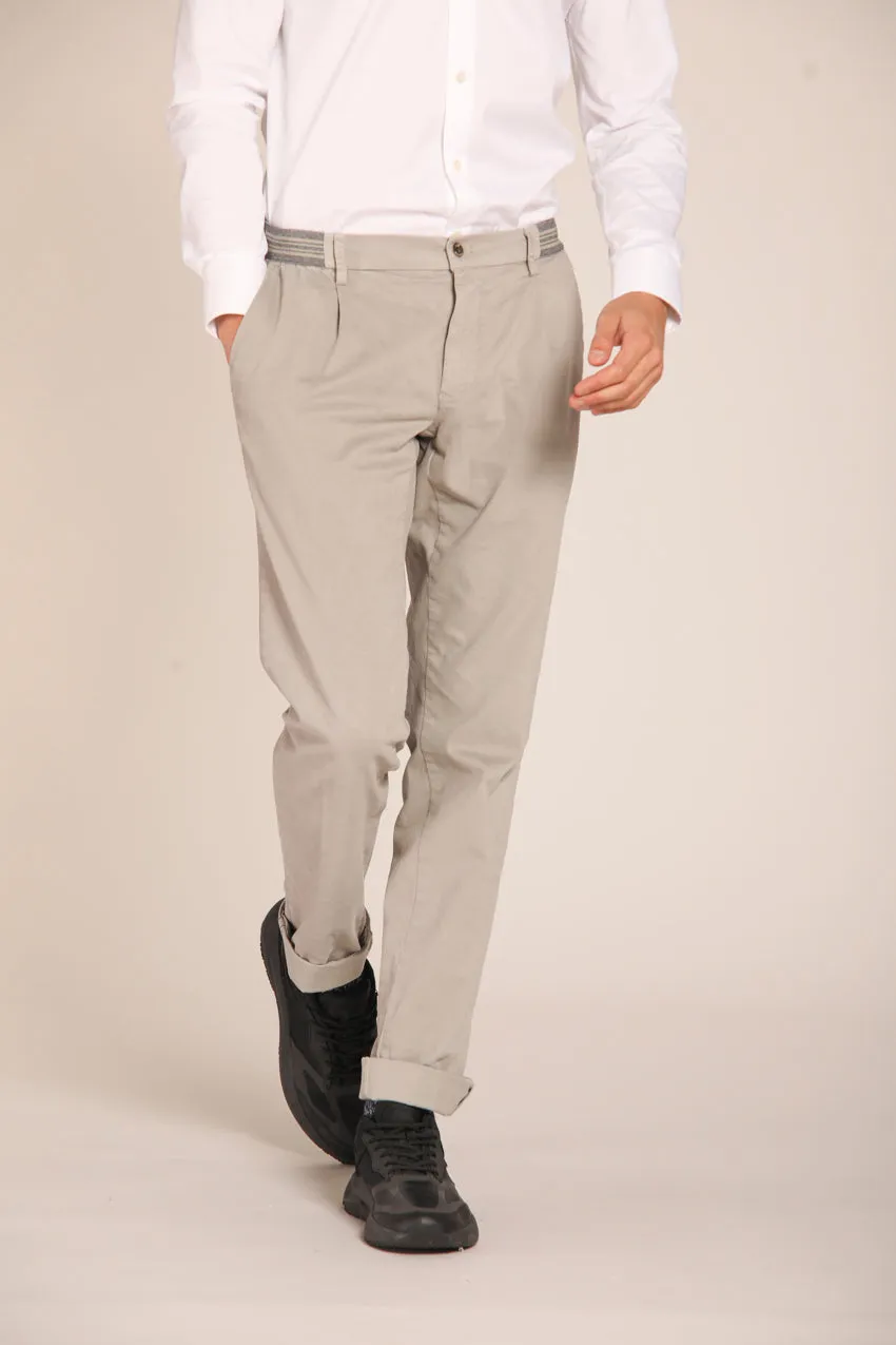 New York Elax 1 Pinces pantalone chino jogger uomo in gabardina regular fit