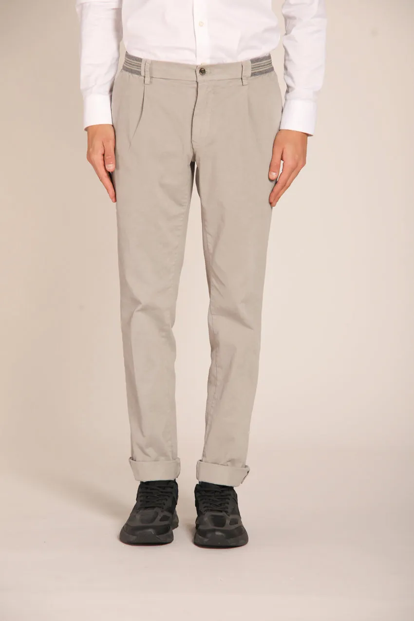 New York Elax 1 Pinces pantalone chino jogger uomo in gabardina regular fit